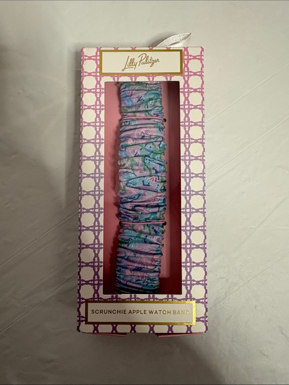 Lilly Pulitzer Pink Blue Green Tropical Scrunchie Apple Watch Band